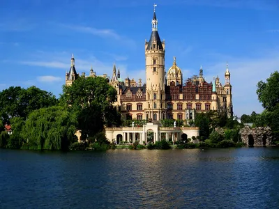 Reed at the lake with Schwerin castle in the background. Germany Stock  Photo - Alamy