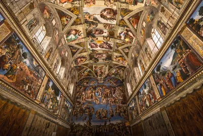 Купить цифровую версию картины: Микеланджело Буонарроти - Страшный суд,  общий вид, Ватикан | Артхив
