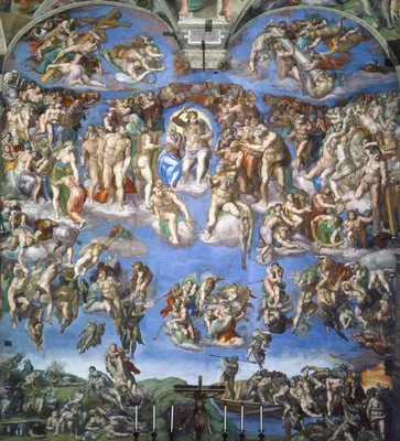 Купить цифровую версию картины: Микеланджело Буонарроти - Страшный суд,  общий вид, Ватикан | Артхив