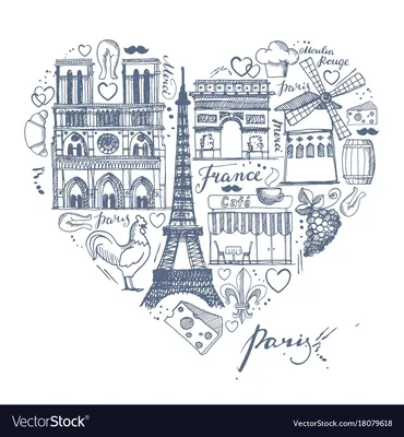 Символы Франции — стоковая векторная графика и другие изображения на тему  Девушки - Девушки, Контур, Париж - Франция - iStock
