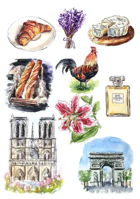 Иллюстрация Символ Франции и Парижа - Эйфелева башня. в стиле