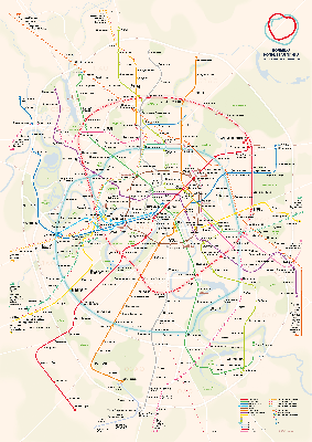 Схема (карта) метро Москвы 2024 с вокзалами и аэропортами, МЦК и БКЛ