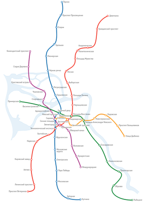 Схема метро Санкт-Петербурга.Карта