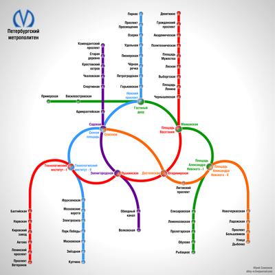 Схема метро СПб с расчетом времени в пути 2024 года и с новыми станциями
