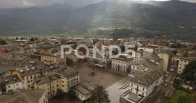 Sondrio, Valtellina, Italy, Aerial view of Sondrio and the Convent of S.  Lorenzo Stock Photo - Alamy