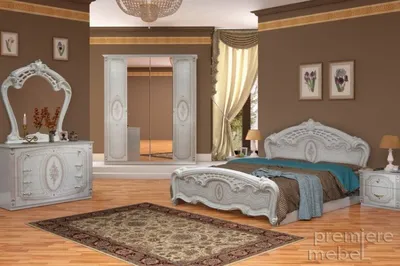 мебель для спальни Флоренция в белом цветом с золотой патиной