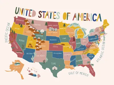 UNITED STATES MAP - Highly original painted map of the USA – King of Maps