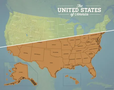 Poster Size USA Map with Cities, Highways, and Water Features