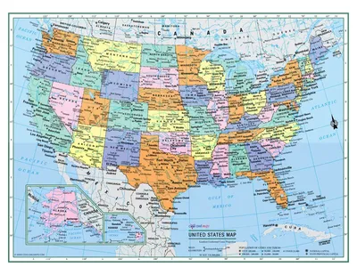 Amazon.com : USA Map for Kids - Laminated - United States Wall Chart Map  (18 x 24) : Office Products