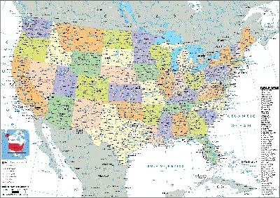 USA Map in Adobe Illustrator format - Albers Equal Area Projection