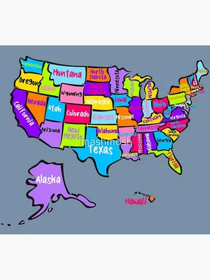 US Map with states names, bright color United States map, USA \" Poster for  Sale by mashmosh | Redbubble