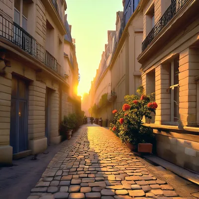 Старинная улица Парижа, брусчатка, …» — создано в Шедевруме