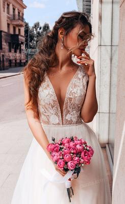 Купить Свадебное платье со шлейфом в цвете айвори длины макси в Самаре в  Салоне платьев по выгодной цене