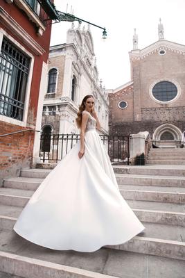 свадебное платье а-силуэта артикул 204786 цвет белый👗 напрокат 12 000 ₽ ⭐  купить 50 000 ₽ в Самаре