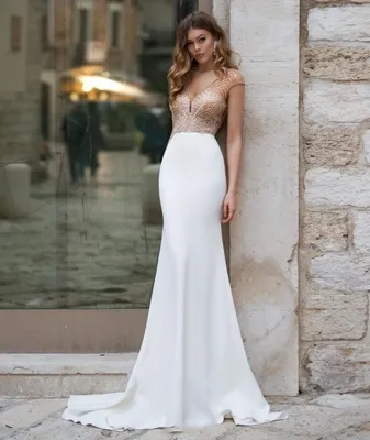 Новинка, свадебное платье с бисером, искусственное свадебное платье, платья  невесты с иллюзией, модель 2024 года, с пуговицами на спине в испанском ...