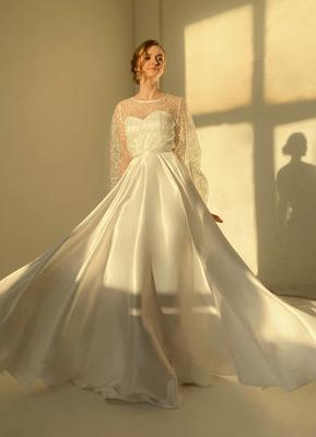 Пышное свадебное платье расшитое цветами артикул 103509 цвет розовый👗  напрокат 7 900 ₽ ⭐ купить 31 800 ₽ в Москве