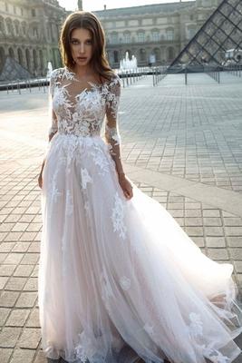 Свадебное платье с длинным рукавом артикул 217471 цвет шампань👗 напрокат  10 000 ₽ ⭐ купить 40 000 ₽ в Новосибирске
