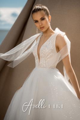 Свадебное платье с корсетом в стиле бохо артикул 211414 цвет белый👗  напрокат 6 900 ₽ ⭐ купить 70 000 ₽ в Новосибирске