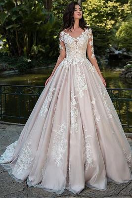 Пышное свадебное платье расшитое цветами артикул 103509 цвет розовый👗  напрокат 7 900 ₽ ⭐ купить 31 800 ₽ в Новосибирске