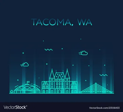 Tacoma Washington Usa Cityscape Over Pacific Ave Stock Photo - Download  Image Now - Tacoma, Washington State, Night - iStock