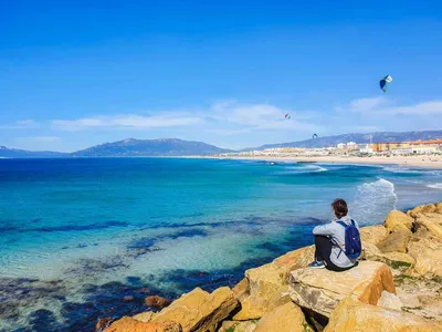 Embankment Along The Sea And The Old Spanish Town Tarifa Spain Stock Photo,  Picture and Royalty Free Image. Image 14781795.