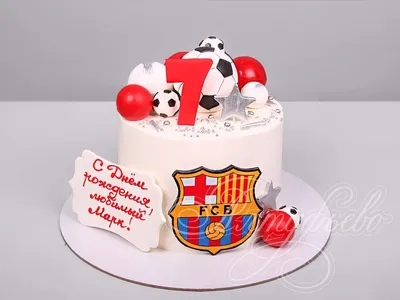 Торт с эмблемой Барселоны без мастики – изготовление на заказ, фото,  начинки, доставка по Москве и области