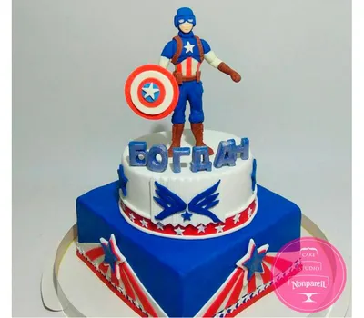 Картинка для торта \"Капитан Америка (Captain America)\" - PT103829 печать на  сахарной пищевой бумаге