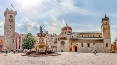 TRENTO, ITALY - JULY 23: People On The Street Of Trento Historical Centre,  Italy On July 23, 2014. Trento Is A City In Northern Italy, The Capital Of  Trentino Alto Province. Stock