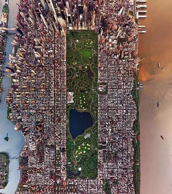 центральный парк вид с воздуха манхэттен нью-йорк. парк окружен  небоскребом. Стоковое Фото - изображение насчитывающей центрально, дел:  214146032
