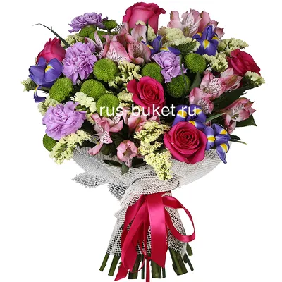Букет Флоренция» с розами, альстромериями и ирисами - купить в Омске за 7  290 руб