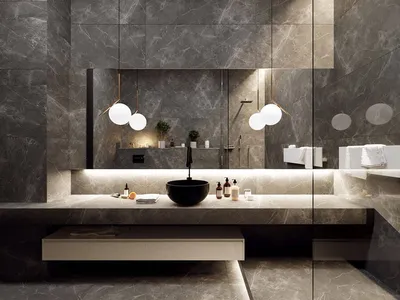 Дизайн современного интерьера ванной комнаты в стиле минимализм