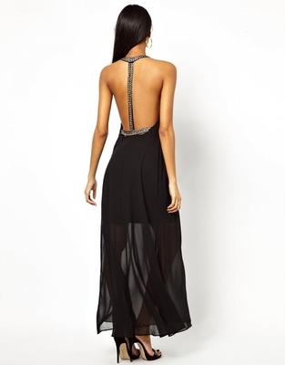 Вечернее двойное платье из сетки со стразами цвет: черный, артикул:  3812010711 – купить в интернет-магазине sela