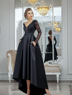 Вечернее платье с рукавами чёрного цвета купить в Москве