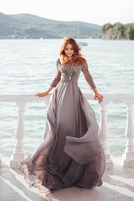 Вечернее платье в прокат Краснодар Москва Silver Grey Evening Dress