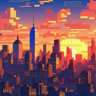 Нью Йорк . вечерний город небоскребы…» — создано в Шедевруме