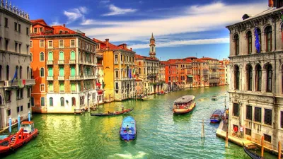 Canal Between Architecture Building And Cathedral Italy Venice 4K 5K HD  Travel Wallpapers | HD Wallpapers | ID #53873