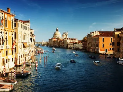 Обои на рабочий стол Вид на Гранд-канал, Италия, Венеция / Grand Canal,  Venice, Italy, обои для рабочего стола, скачать обои, обои бесплатно