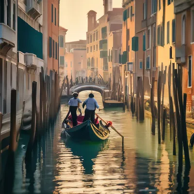 Венеция, гондолы или Gondole на заходе солнца и церковь на предпосылке.  Италия Стоковое Изображение - изображение насчитывающей известно, сан:  32753563