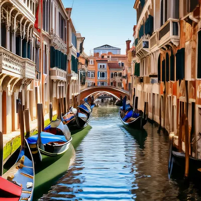 Улица в Венеции с гондолой у террасы ArtWall