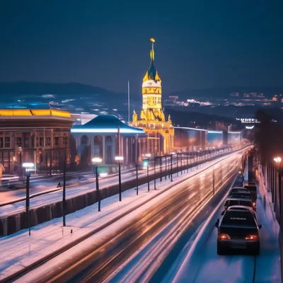 Виды Красноярска в новогоднем …» — создано в Шедевруме