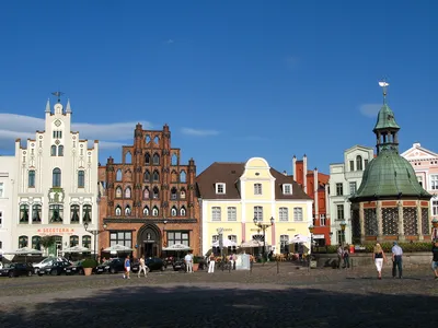 Wismar, Germany - June 11: historic buildings at the old town of Wismar on  June 11, 2021 Stock Photo | Adobe Stock