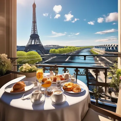 Иллюстрация Завтрак в Париже в стиле декоративный | Illustrators.ru