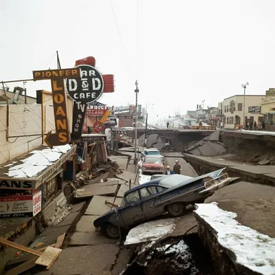 Крупнейшее землетрясение на Аляске в 1964 году.