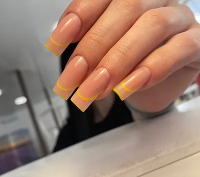 Желтый френч | Ногти, Длинные ногти, Дизай ногтей