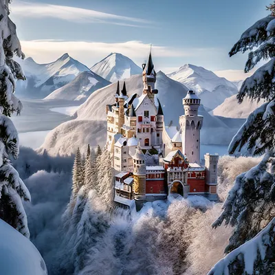 Зима в Германии, Заснеженный замок …» — создано в Шедевруме