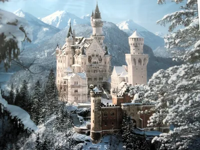 Картинки германия, зима, горы, лес, храм, бавария, альпы, снег, природа -  обои 1600x900, картинка №181312