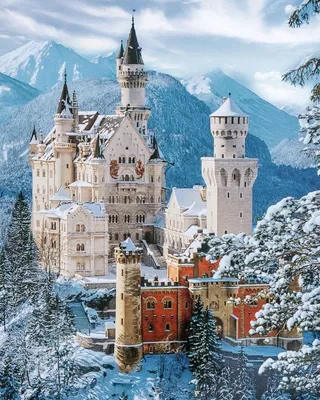 Зима в замке Nueschwanstein, Германия | Neuschwanstein castle, Germany  castles, Castle