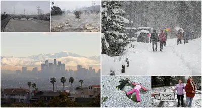 Редкий снег в Лос-Анджелесе покрыл вершины гор и пустыню