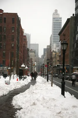 Сцена улицы зимы в Нью-Йорке Стоковое Изображение - изображение  насчитывающей улицы, тротуар: 130728989