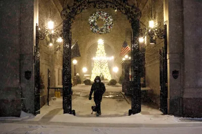Обои Нью Йорк, зима, 4k, 5k, снег, улица, New York, winter, 4k, 5k, snow,  street, ОС #12802